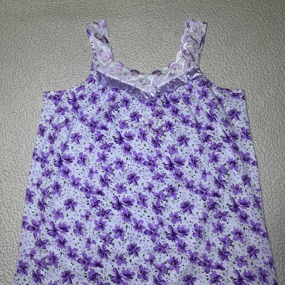 LATI Fashion Cozy Sleeveless Floral Pajama Short Set Size XL Feminine Dainty - Picture 2 of 7
